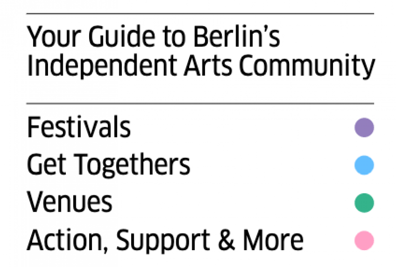 Cover des Performing Arts Guide mit der Aufschrift: &quot;Your Guide to Berlin's Independent Arts Community&quot;